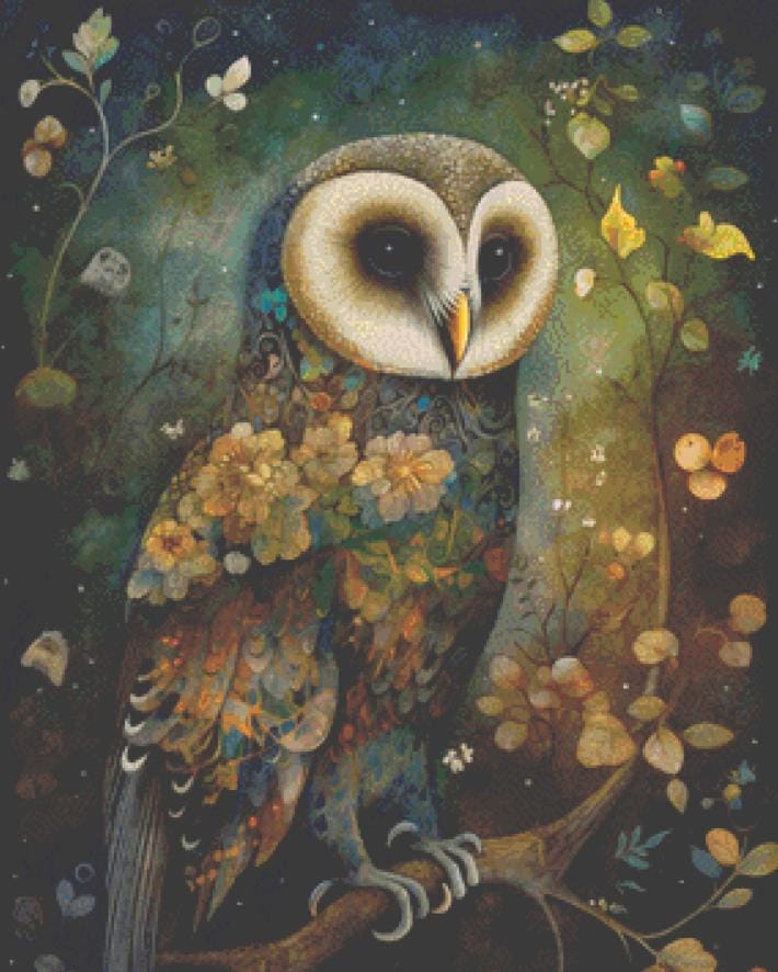Wise Owl cross stitch pattern by DutchLadyMysticArt
