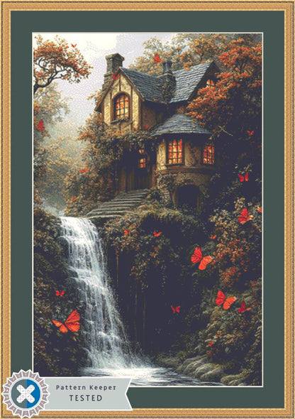 The Waterfall House counted cross stitch pattern by Eder Jose Rosa