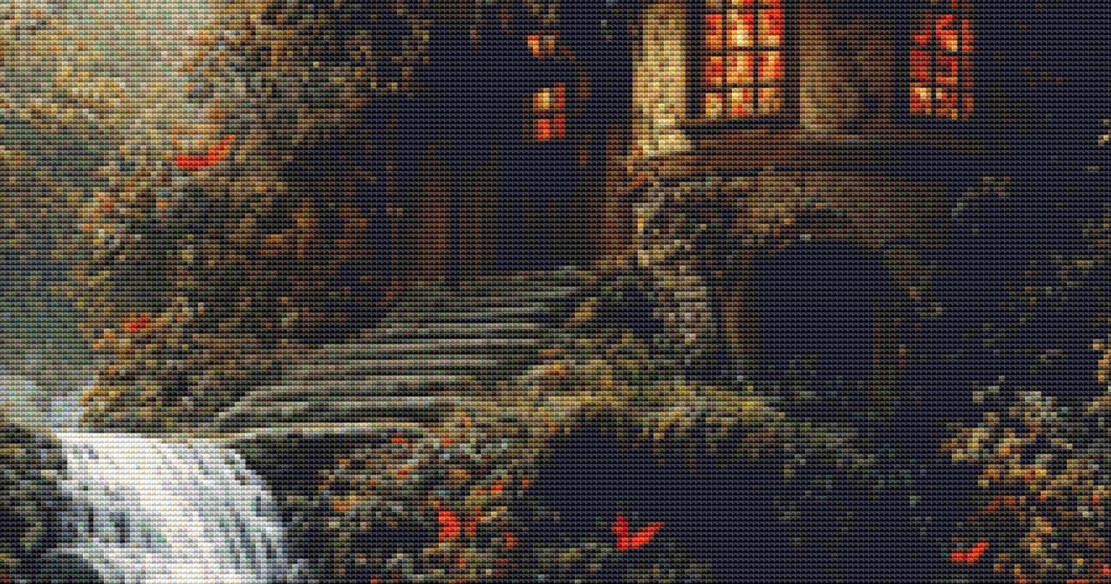 The Waterfall House counted cross stitch pattern by Eder Jose Rosa