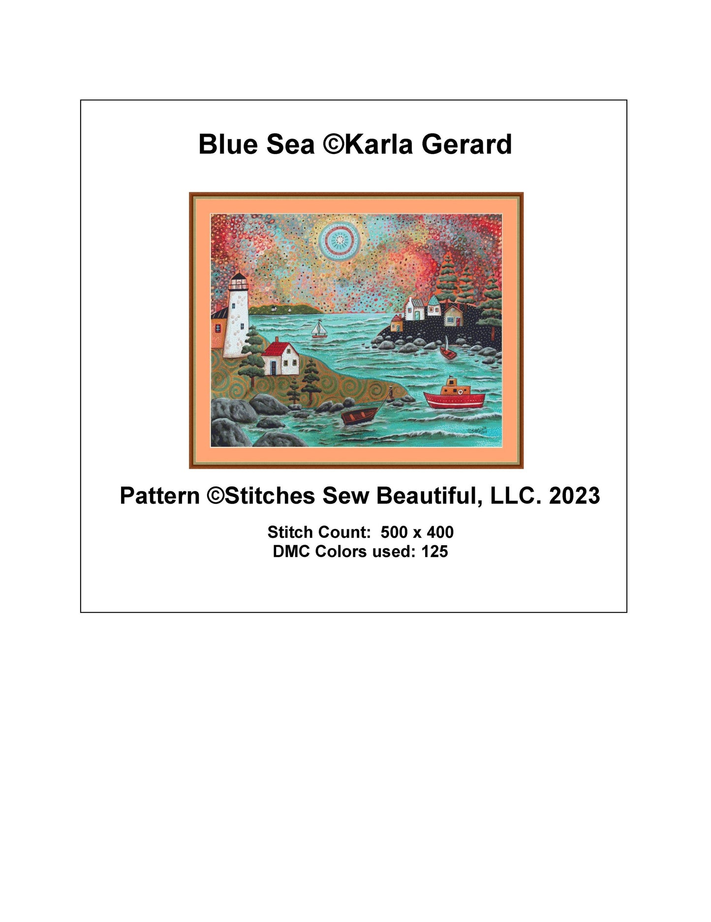 Blue Sea counted cross stitch pattern by Karla Gerard