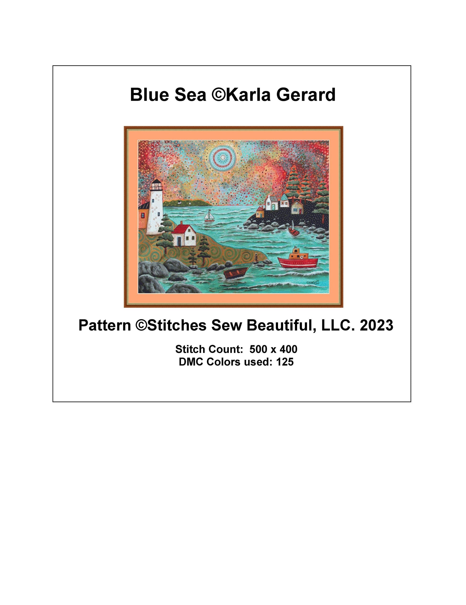 Blue Sea counted cross stitch pattern by Karla Gerard