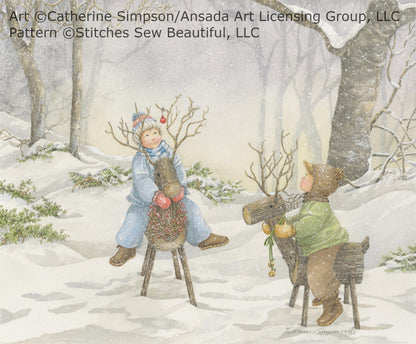 Reindeer Games cross stitch pattern by Catherine Simpson/Ansada Art Licensing Group, LLC.