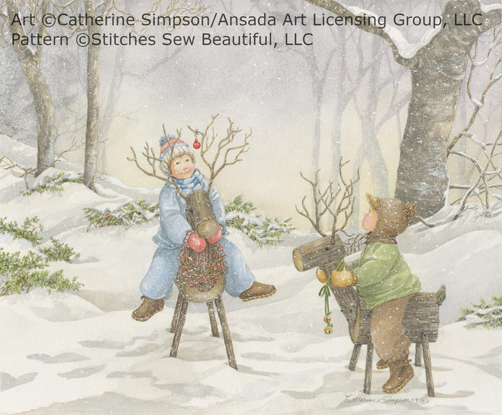 Reindeer Games cross stitch pattern by Catherine Simpson/Ansada Art Licensing Group, LLC.