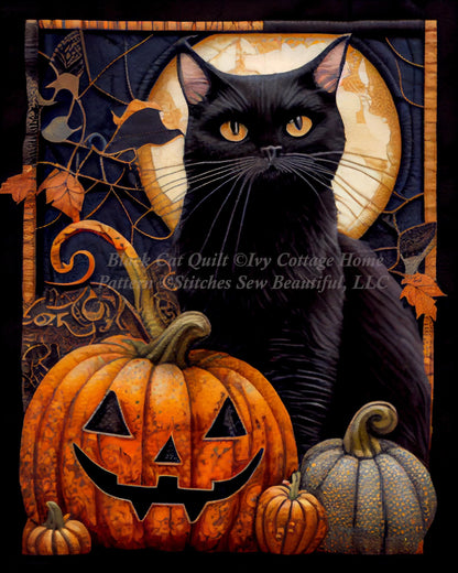 Black Cat Quilt cross stitch pattern by IvyCottageHome