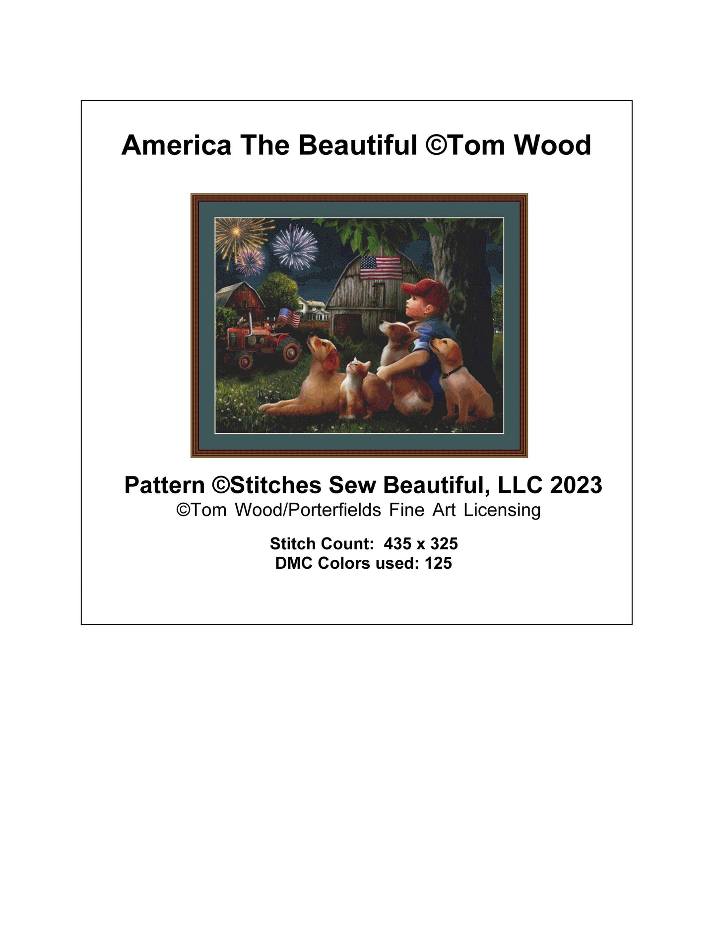 America the Beautiful cross stitch pattern by Tom Wood/Porterfields Fine Art Licensing