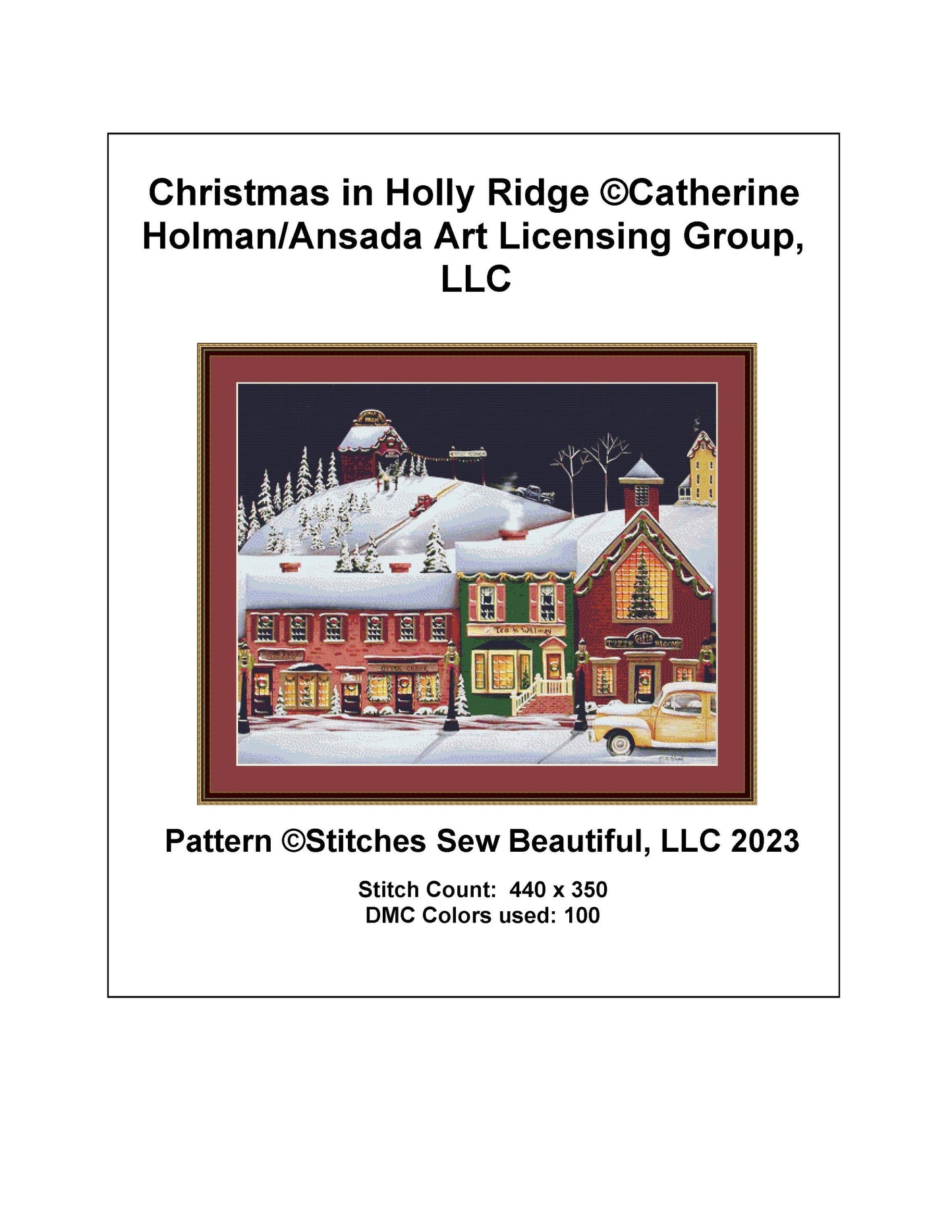 Christmas in Holly Ridge counted cross stitch pattern by Catherine Holman/Ansada Art Licensing Group, LLC