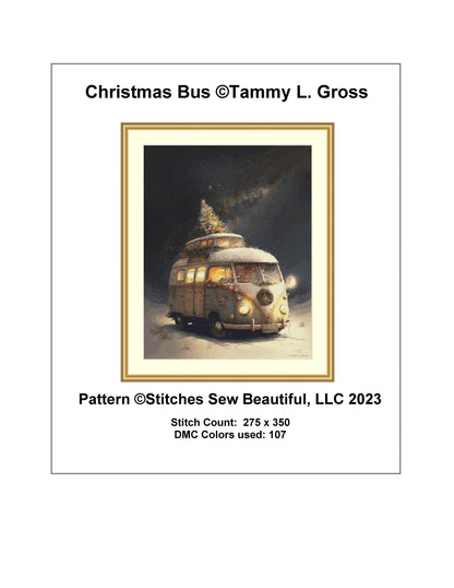 Christmas Bus cross stitch pattern by Tammy L. Gross