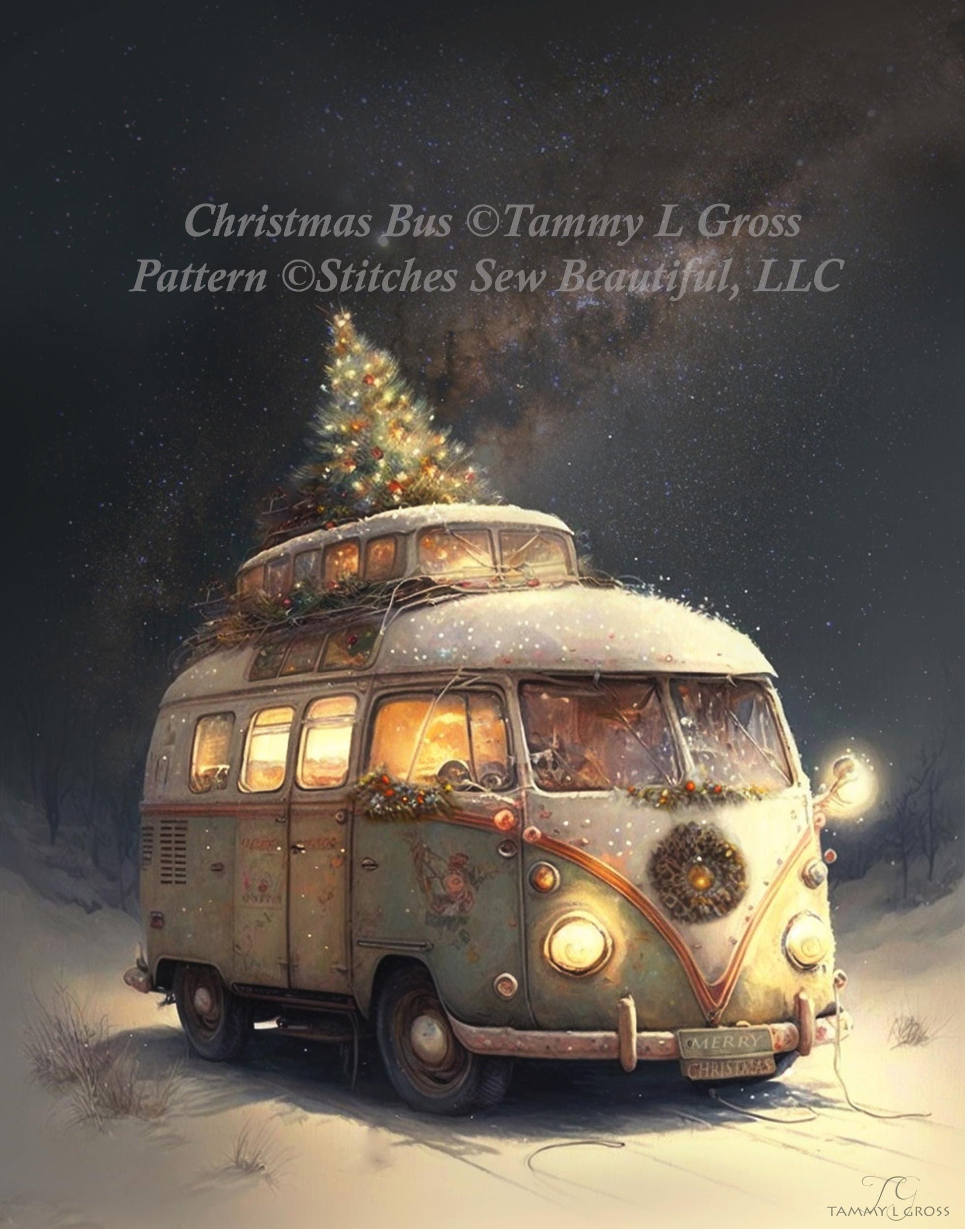 Christmas Bus cross stitch pattern by Tammy L. Gross