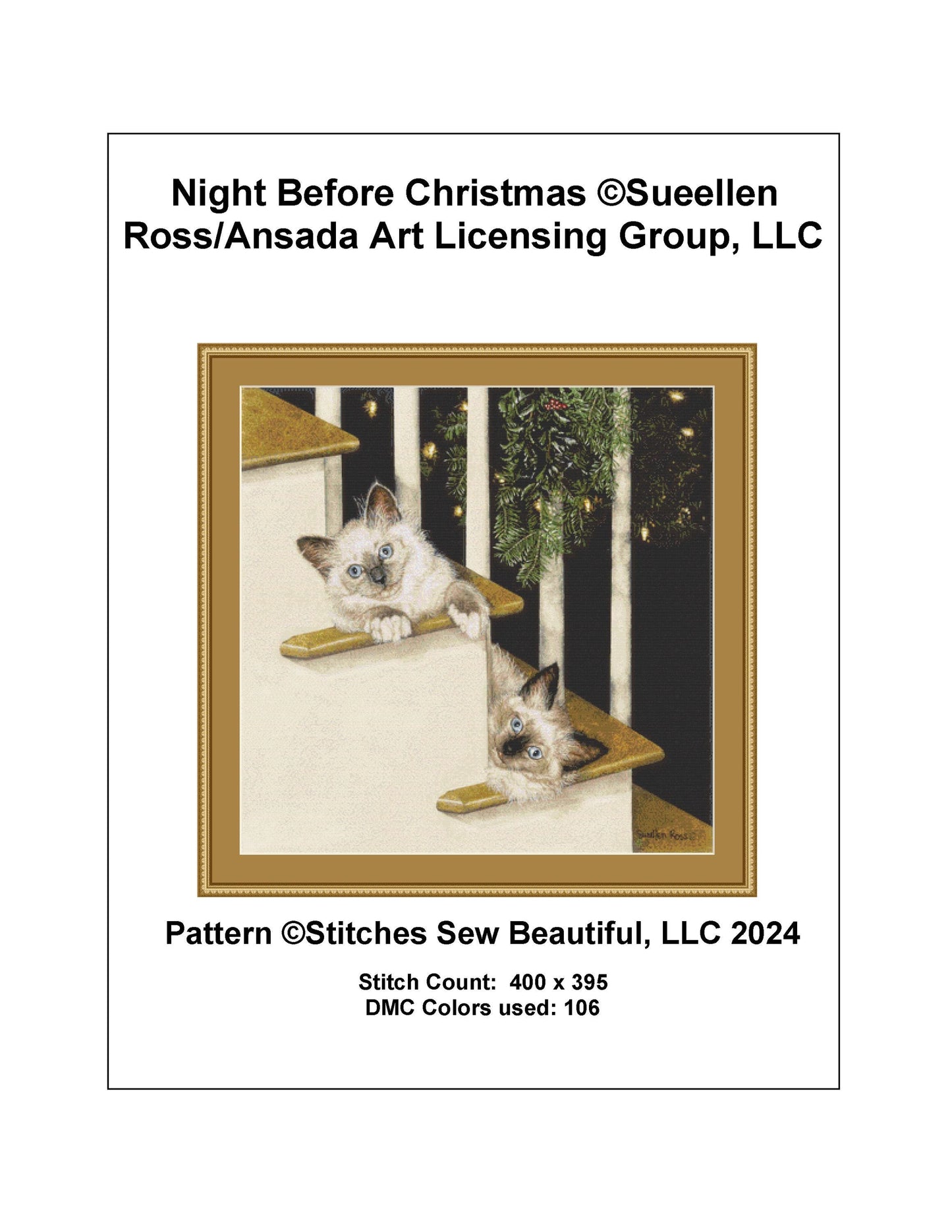Night Before Christmas cross stitch pattern by Sueellen Ross/Ansada Art Licensing Group, LLC.