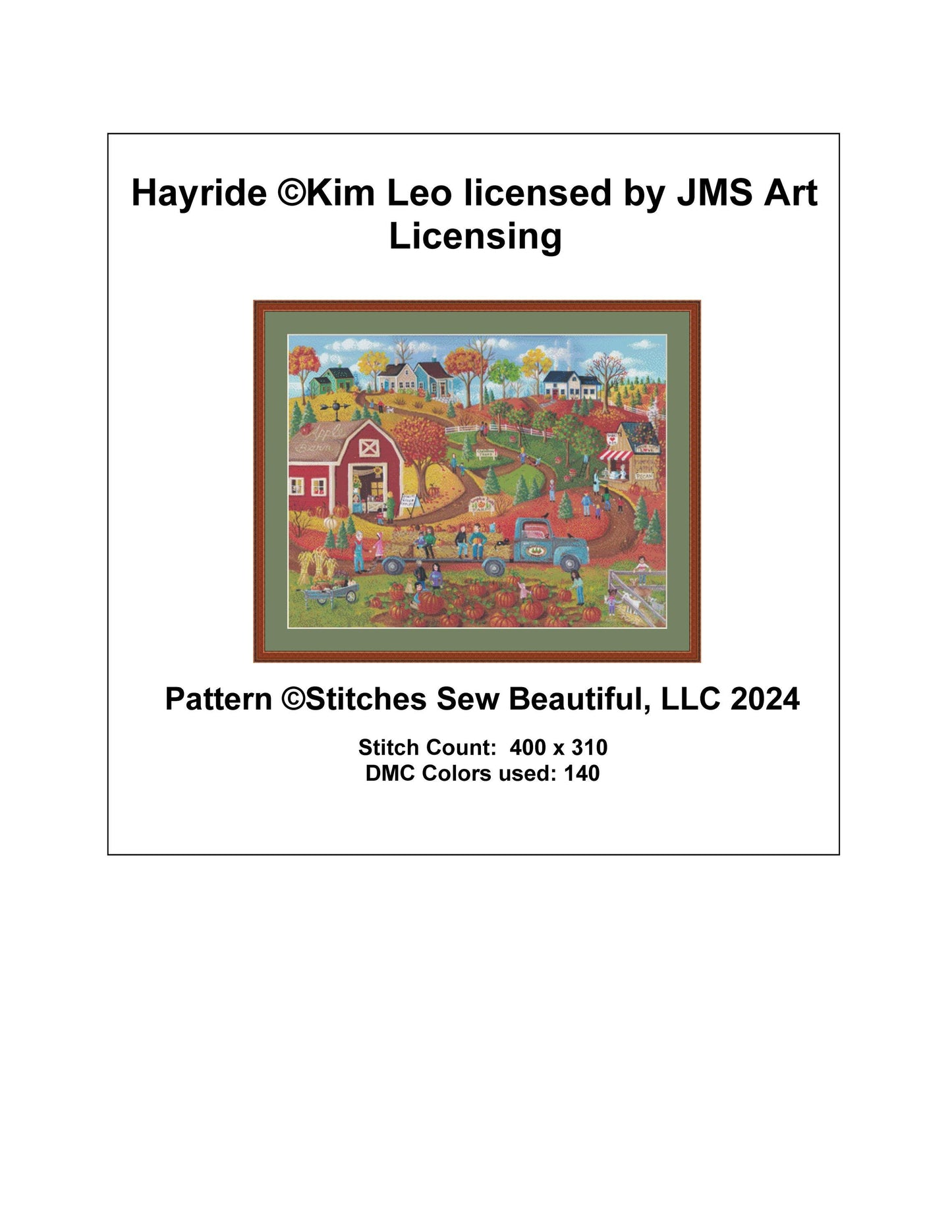 Hayride counted cross stitch pattern by Kim Leo licensed by JMS Art Licensing