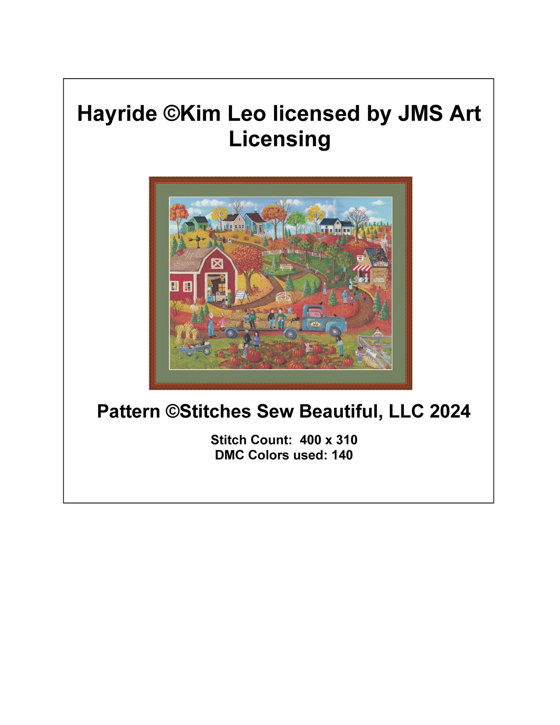 Hayride counted cross stitch pattern by Kim Leo licensed by JMS Art Licensing