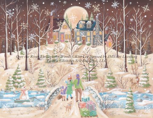Over the River Through the Woods counted cross stitch pattern by Kim Leo licensed by JMS Art Licensing