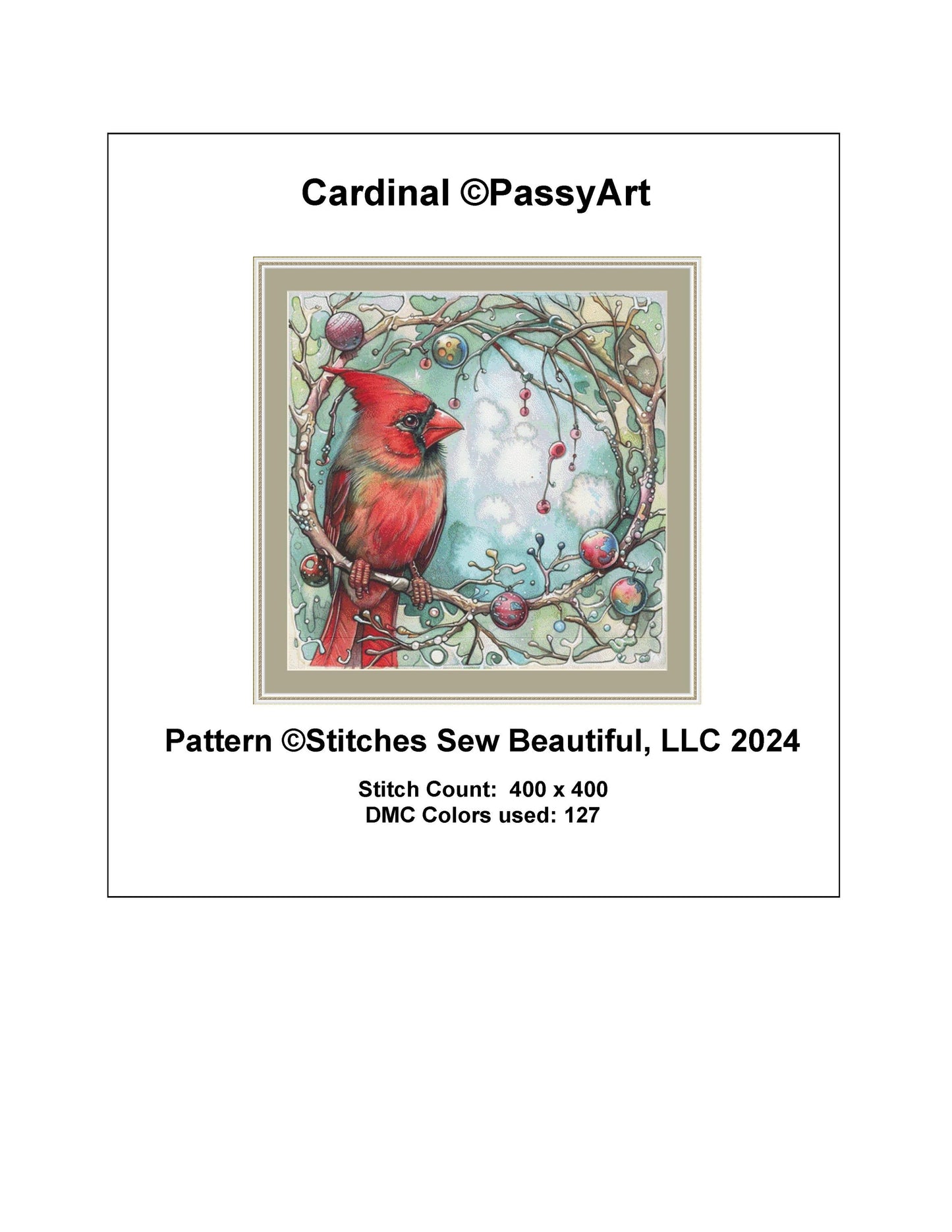 Cardinal counted cross stitch pattern by PassyArt