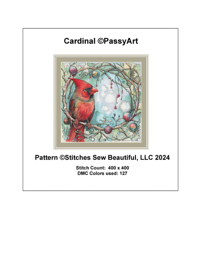 Cardinal counted cross stitch pattern by PassyArt
