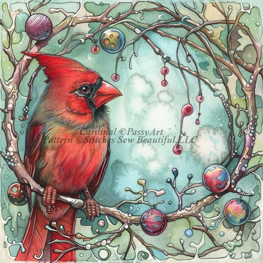 Cardinal counted cross stitch pattern by PassyArt