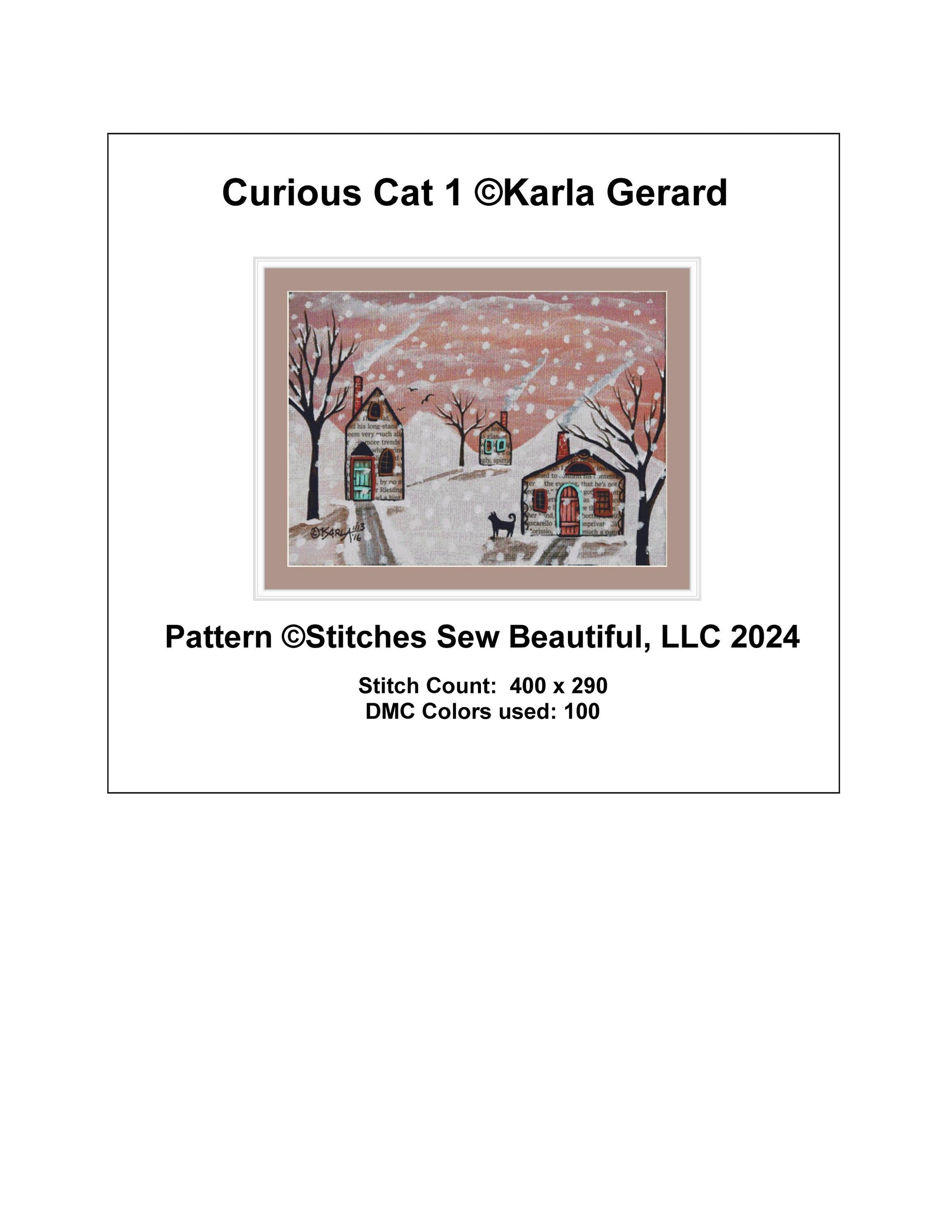 Curious Cat 1 counted cross stitch pattern by Karla Gerard