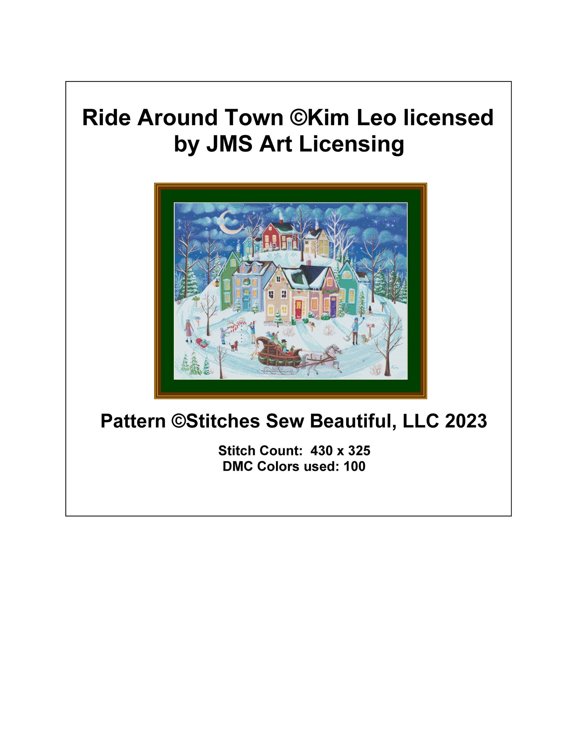 Ride Around Town cross stitch pattern by Kim Leo licensed by JMS Art Licensing