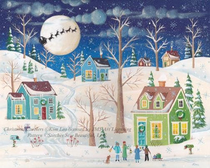 Christmas Carolers cross stitch pattern by Kim Leo licensed by JMS Art Licensing