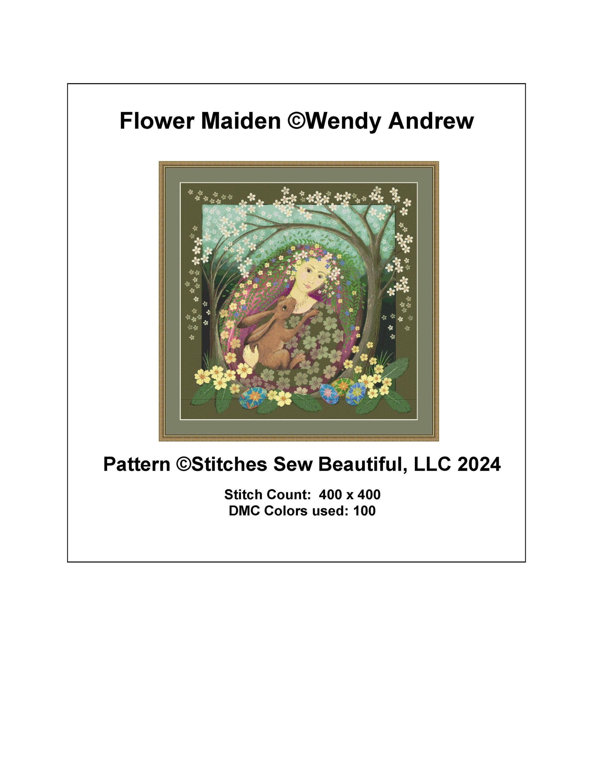 Flower Maiden cross stitch pattern by Wendy Andrew of PaintingDreams
