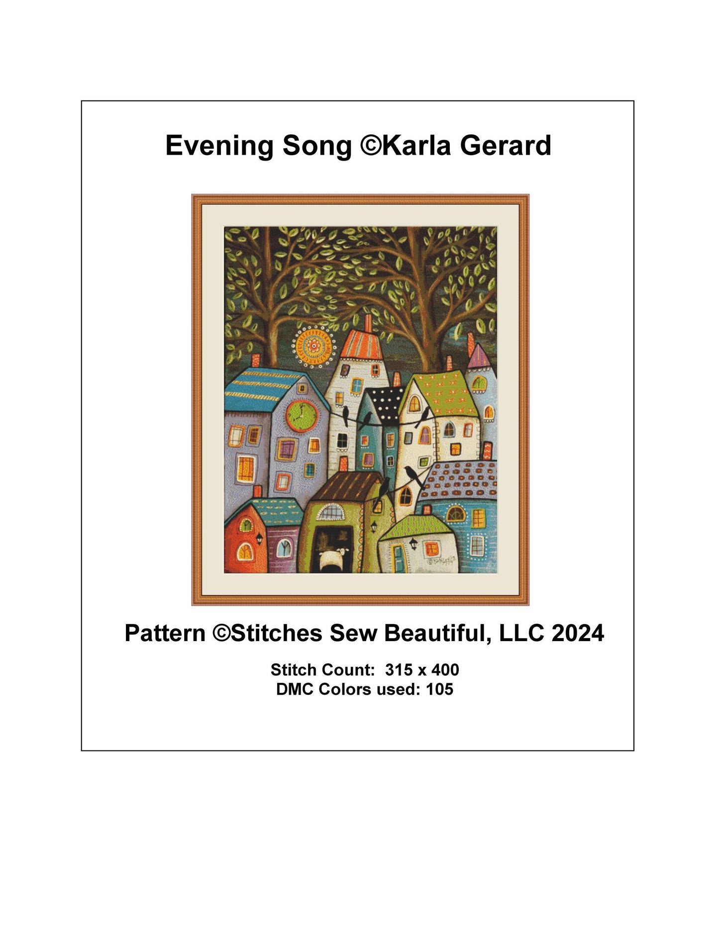 Evening Song counted cross stitch pattern by Karla Gerard