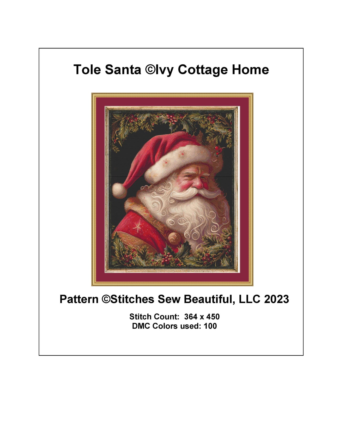 Tole Santa cross stitch pattern by IvyCottageHome