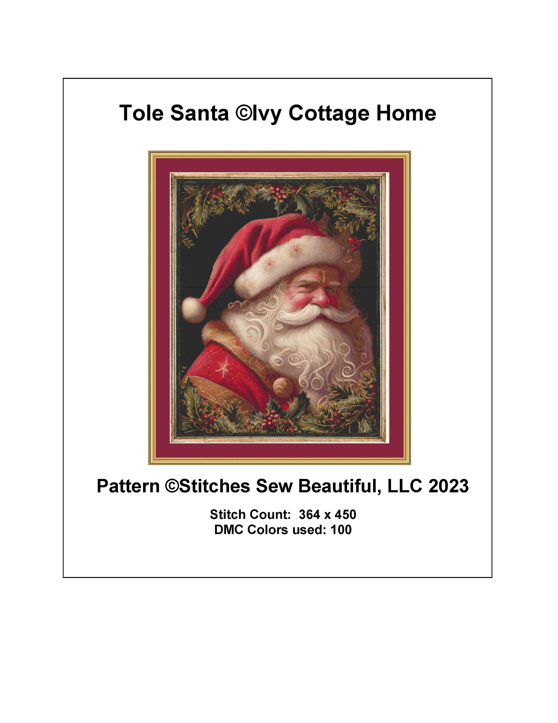 Tole Santa cross stitch pattern by IvyCottageHome