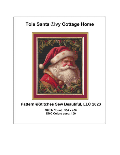 Tole Santa cross stitch pattern by IvyCottageHome
