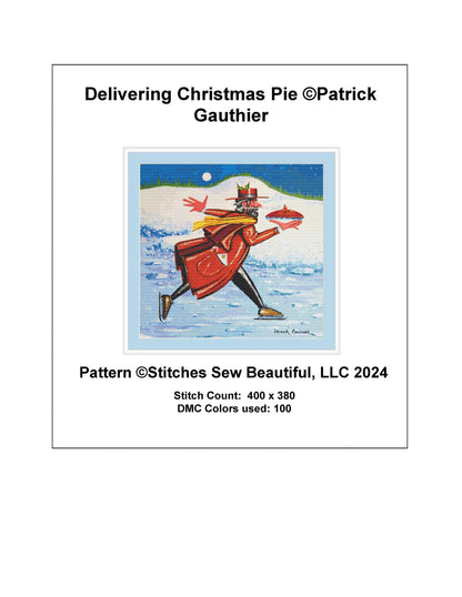 Delivering Christmas Pie cross stitch pattern by Patrick Gauthier