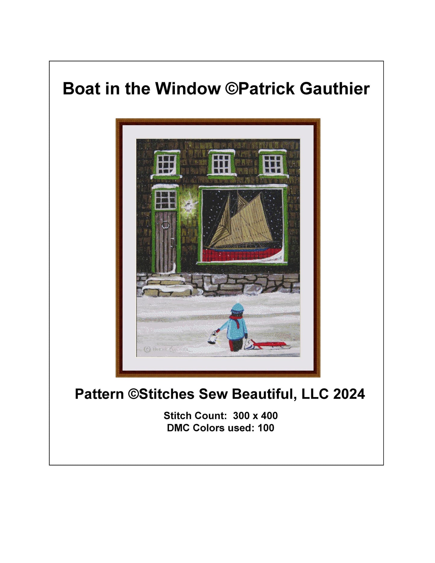 Boat in the Window cross stitch pattern by Patrick Gauthier
