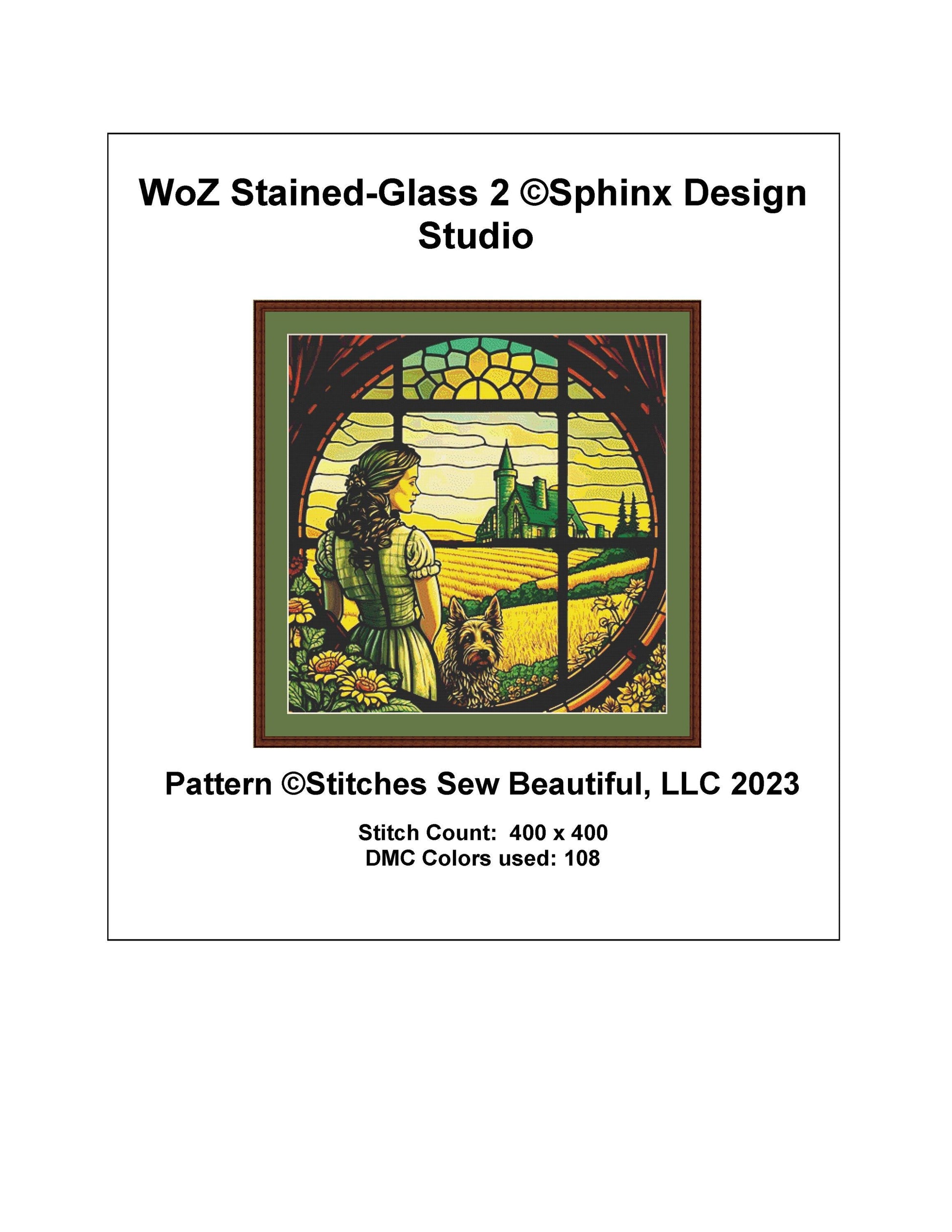 WoZ Stained-Glass 2 cross stitch pattern by SphinxDesignStudio