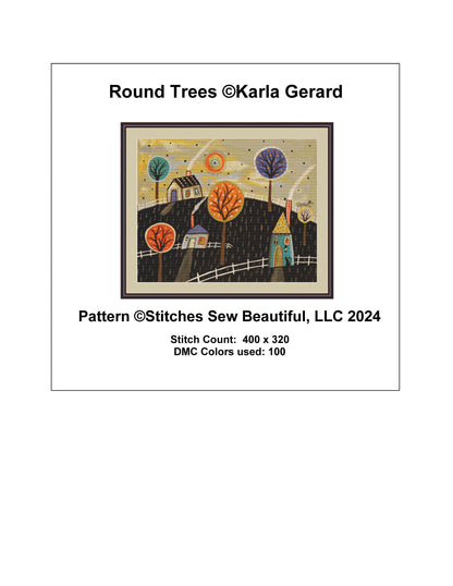 Round Trees cross stitch pattern by Karla Gerard