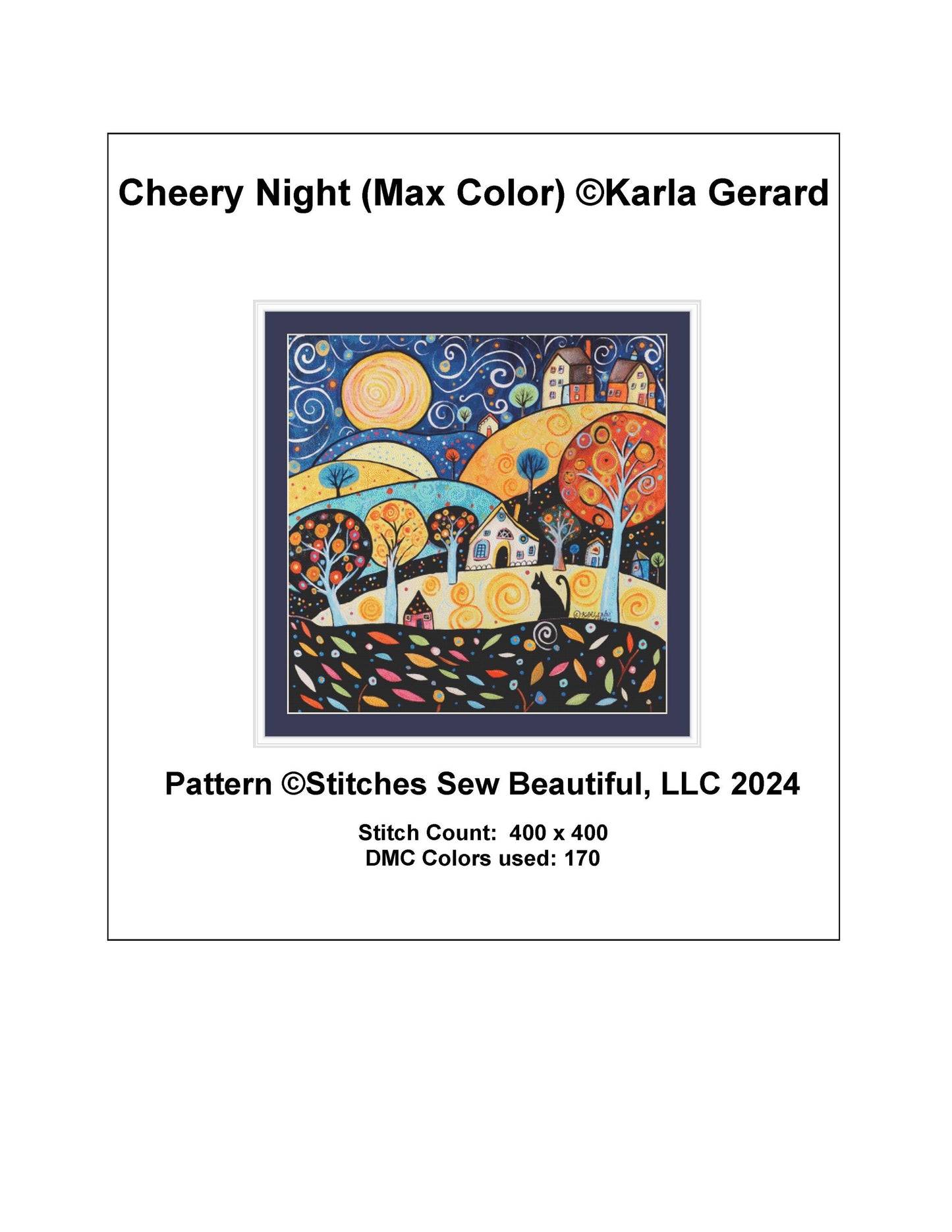 Cheery Night (Max Color) counted cross stitch pattern by Karla Gerard