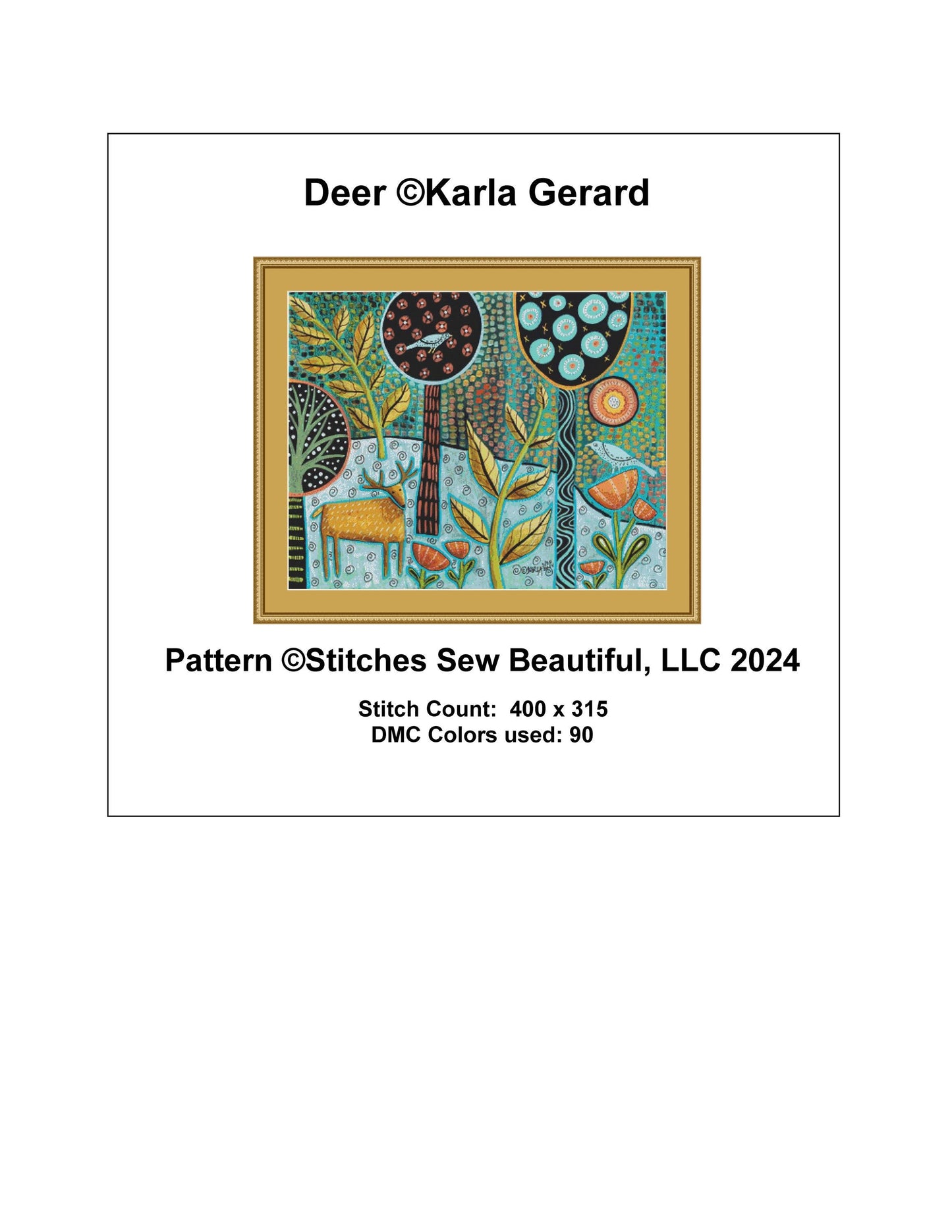 Deer counted cross stitch pattern by Karla Gerard
