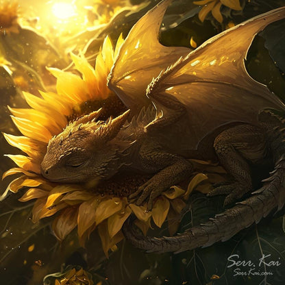 Sunflower Sleeping Dragon cross stitch pattern by Serr.Kai A Quill & Ink