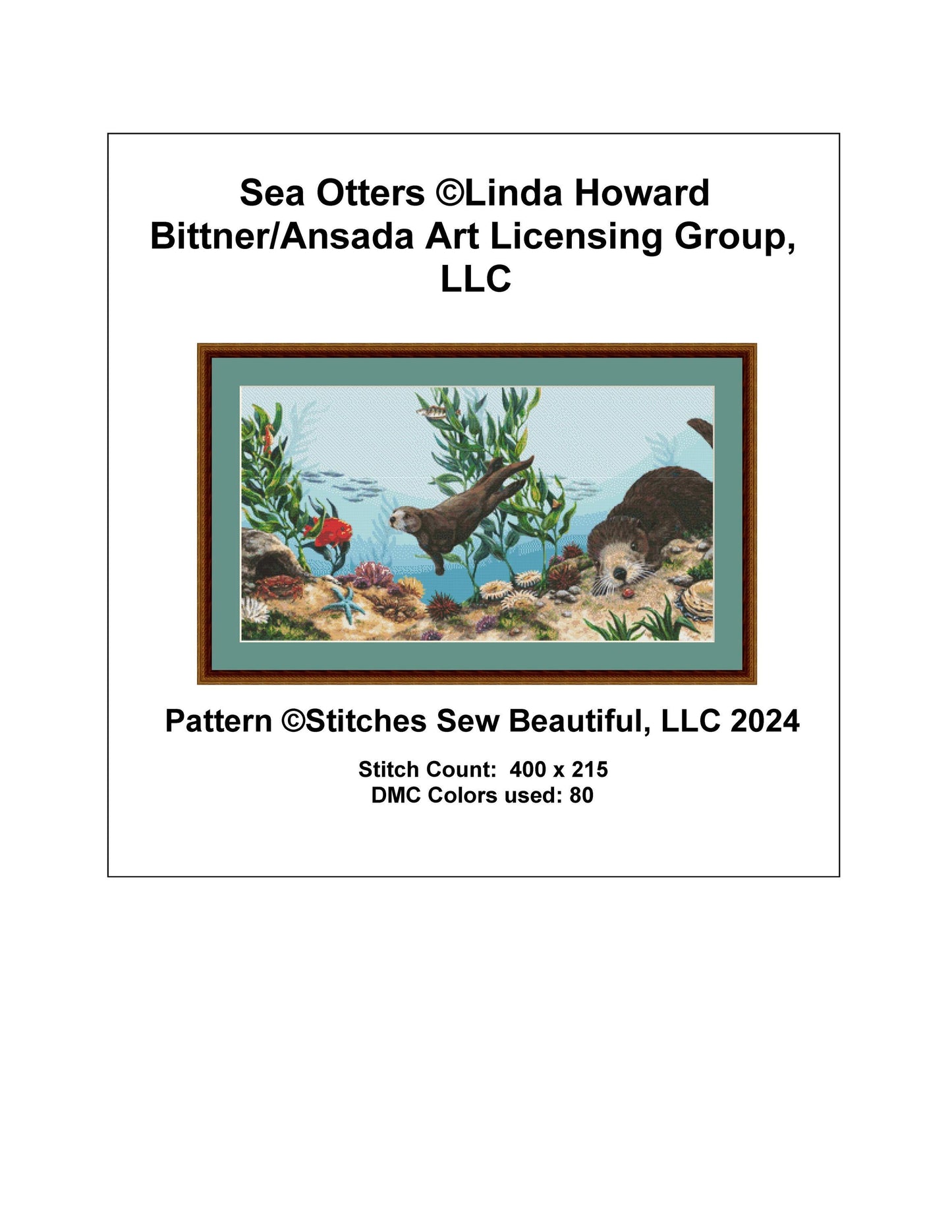 Sea Otters cross stitch pattern by Linda Howard Bittner/Ansada Art Licensing Group, LLC.