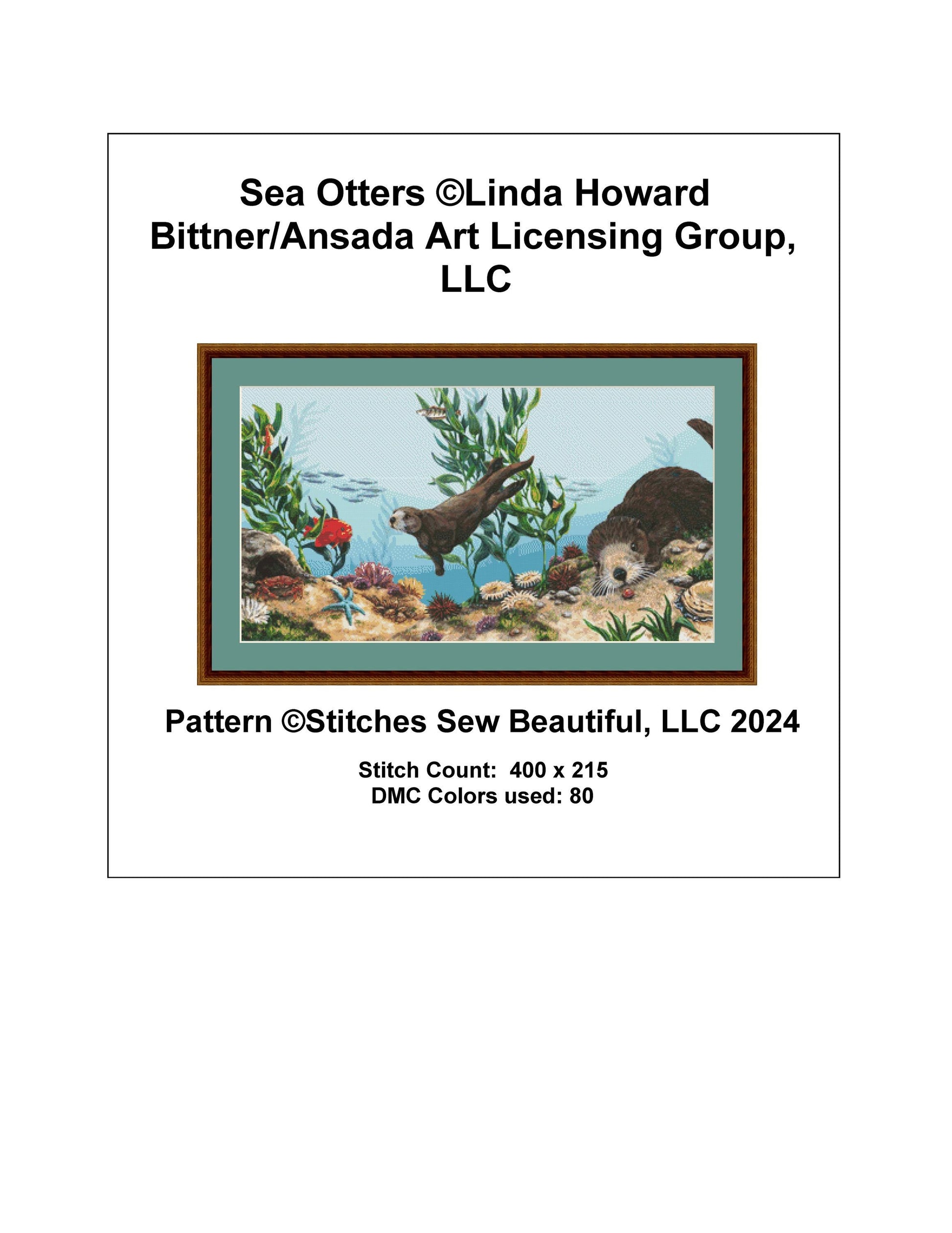 Sea Otters cross stitch pattern by Linda Howard Bittner/Ansada Art Licensing Group, LLC.