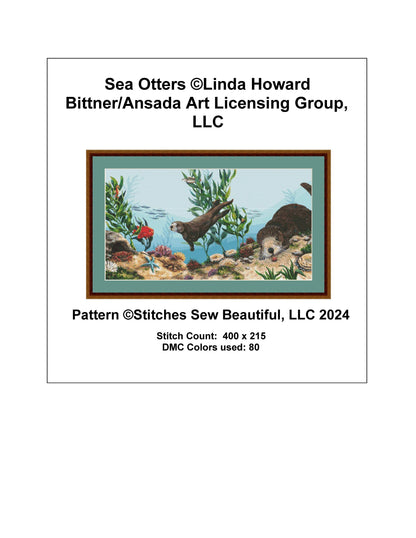 Sea Otters cross stitch pattern by Linda Howard Bittner/Ansada Art Licensing Group, LLC.