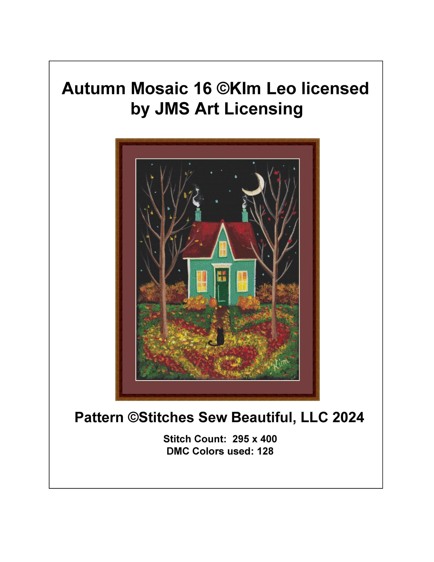 Autumn Mosaic 16 cross stitch pattern by Kim Leo licensed by JMS Art Licensing