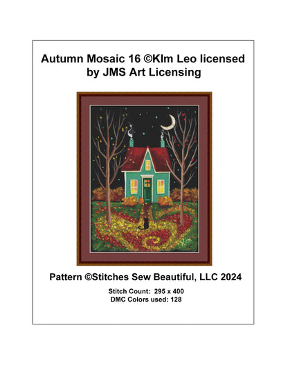 Autumn Mosaic 16 cross stitch pattern by Kim Leo licensed by JMS Art Licensing