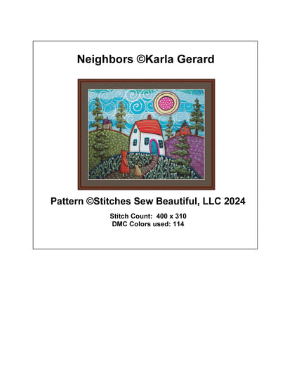 Neighbors counted cross stitch pattern by Karla Gerard