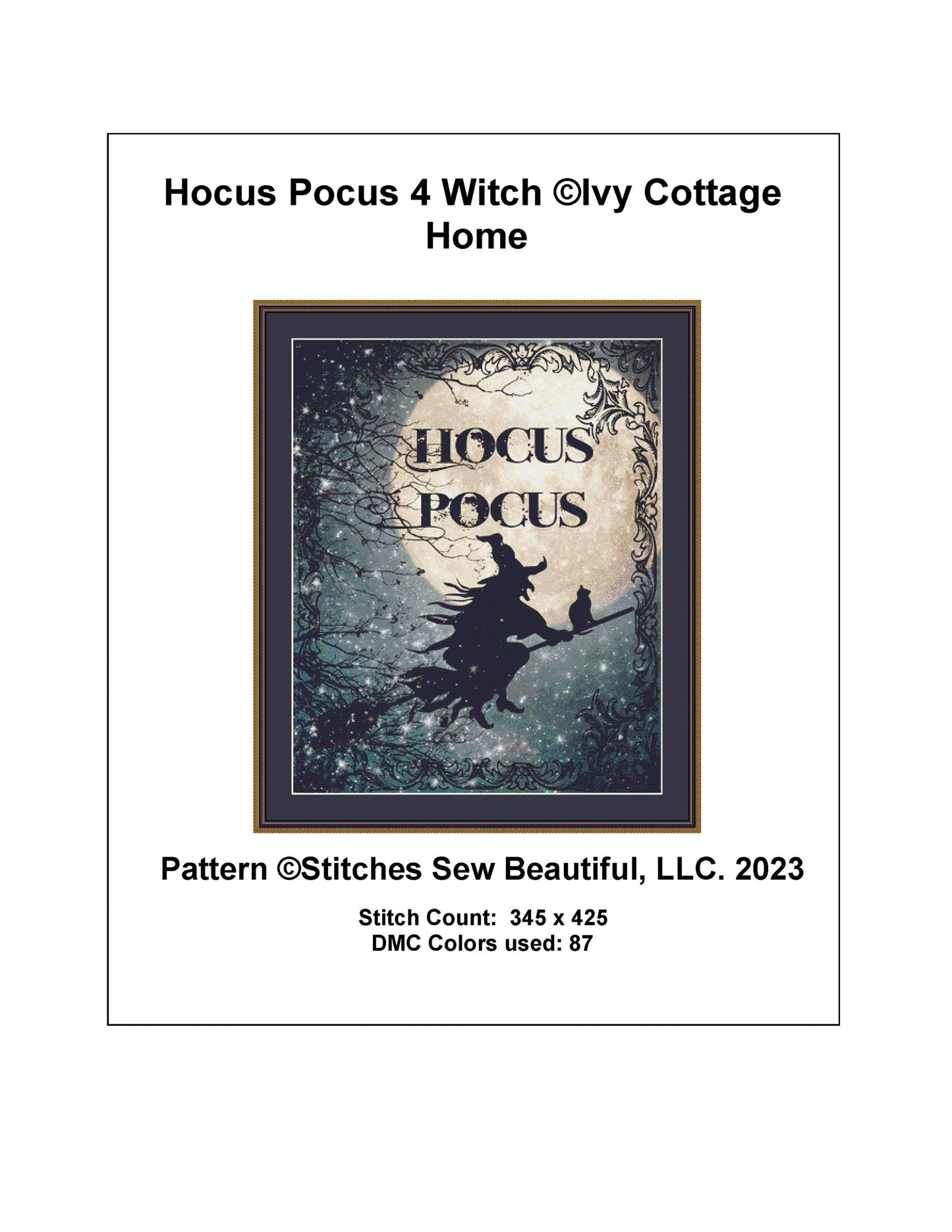 Hocus Pocus Witch cross stitch pattern by IvyCottageHome