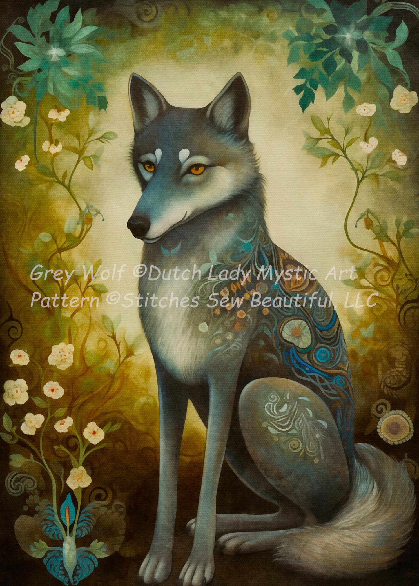 Grey Wolf cross stitch pattern by DutchLadyMysticArt