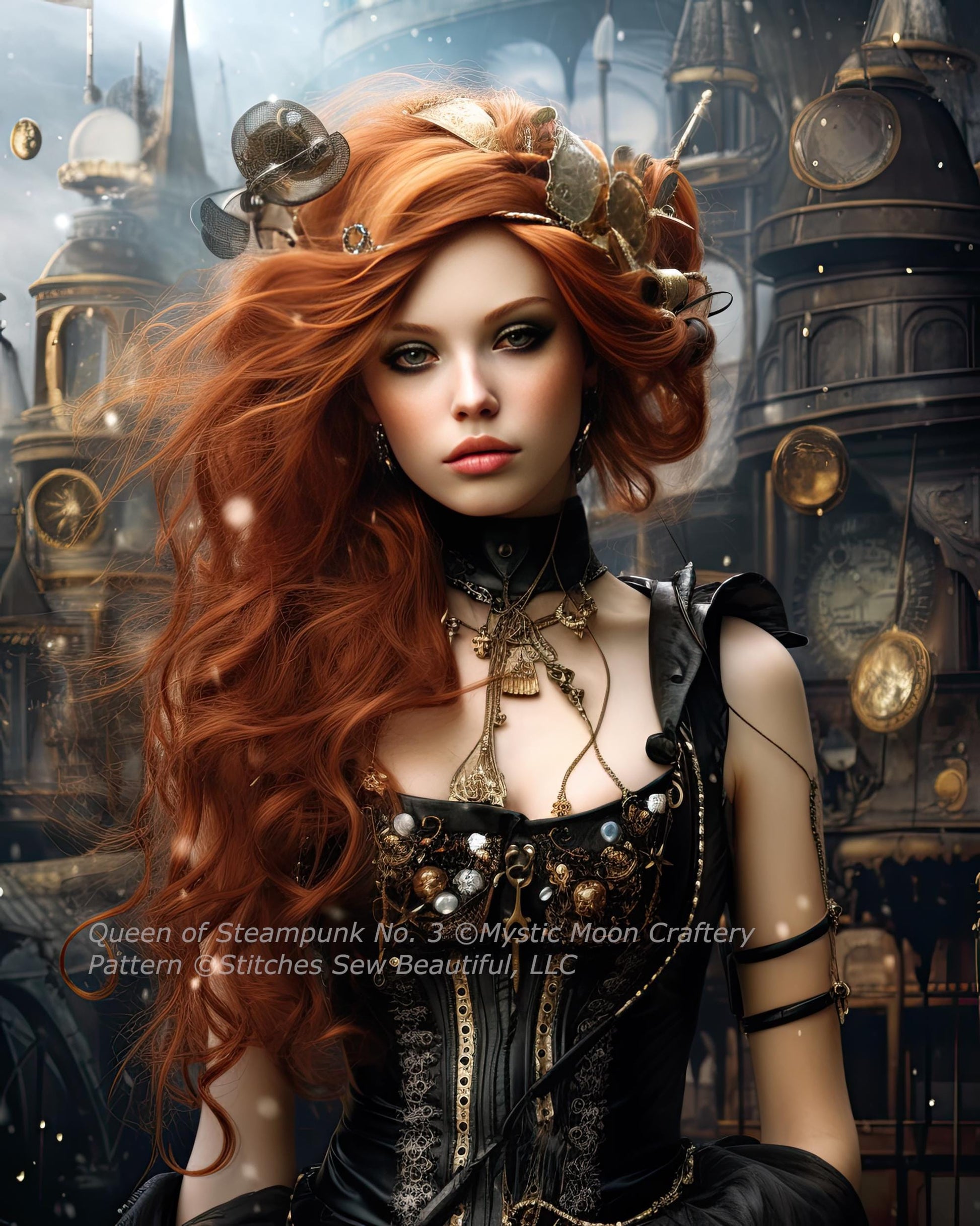 Queen of Steampunk No. 3 cross stitch pattern by MysticMoonCraftery