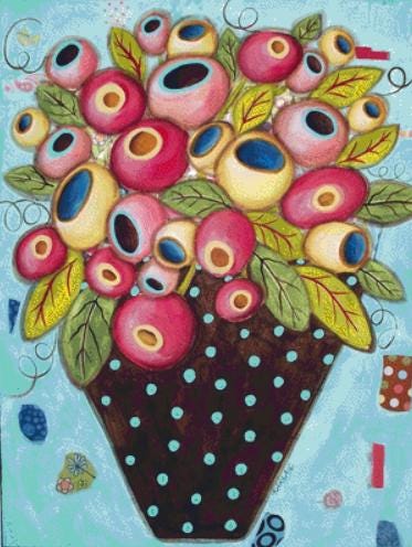 Polka Dot Pot (Max Color) counted cross stitch pattern by Karla Gerard