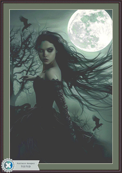 Witch of the Moon (Max Size) counted cross stitch pattern by The Art Revivalist