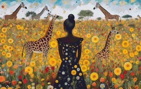 Woman in a Field of Flowers 14 (Max Color) counted cross stitch pattern by Eder Jose Rosa