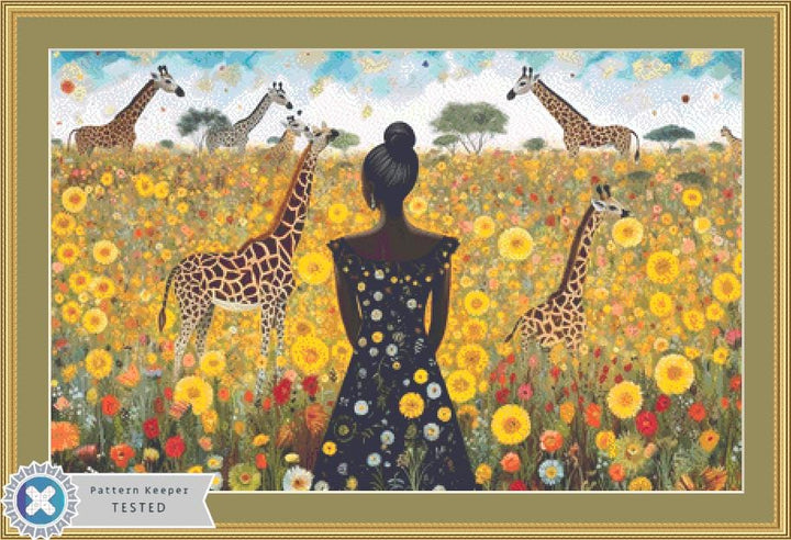 Woman in a Field of Flowers 14 (Max Color) counted cross stitch pattern by Eder Jose Rosa