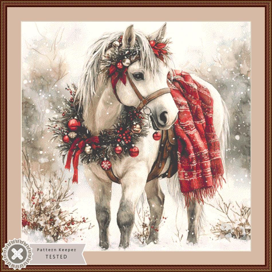 Christmas Pony counted cross stitch pattern by ClipArtStudioX