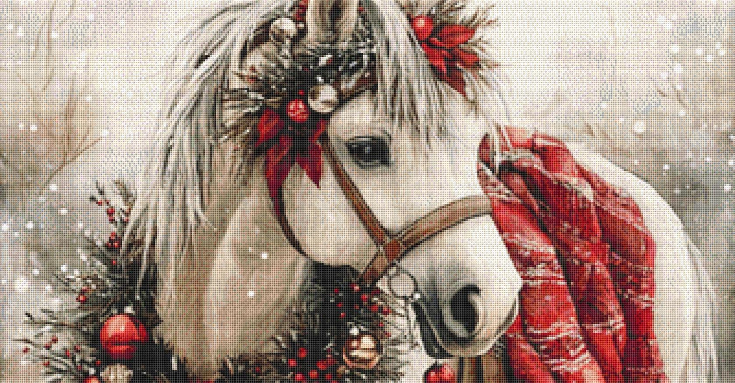 Christmas Pony counted cross stitch pattern by ClipArtStudioX