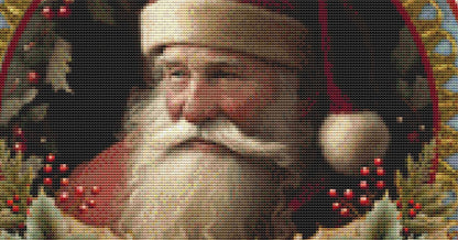 Santa Holly (round) counted cross stitch pattern by IvyCottageHome